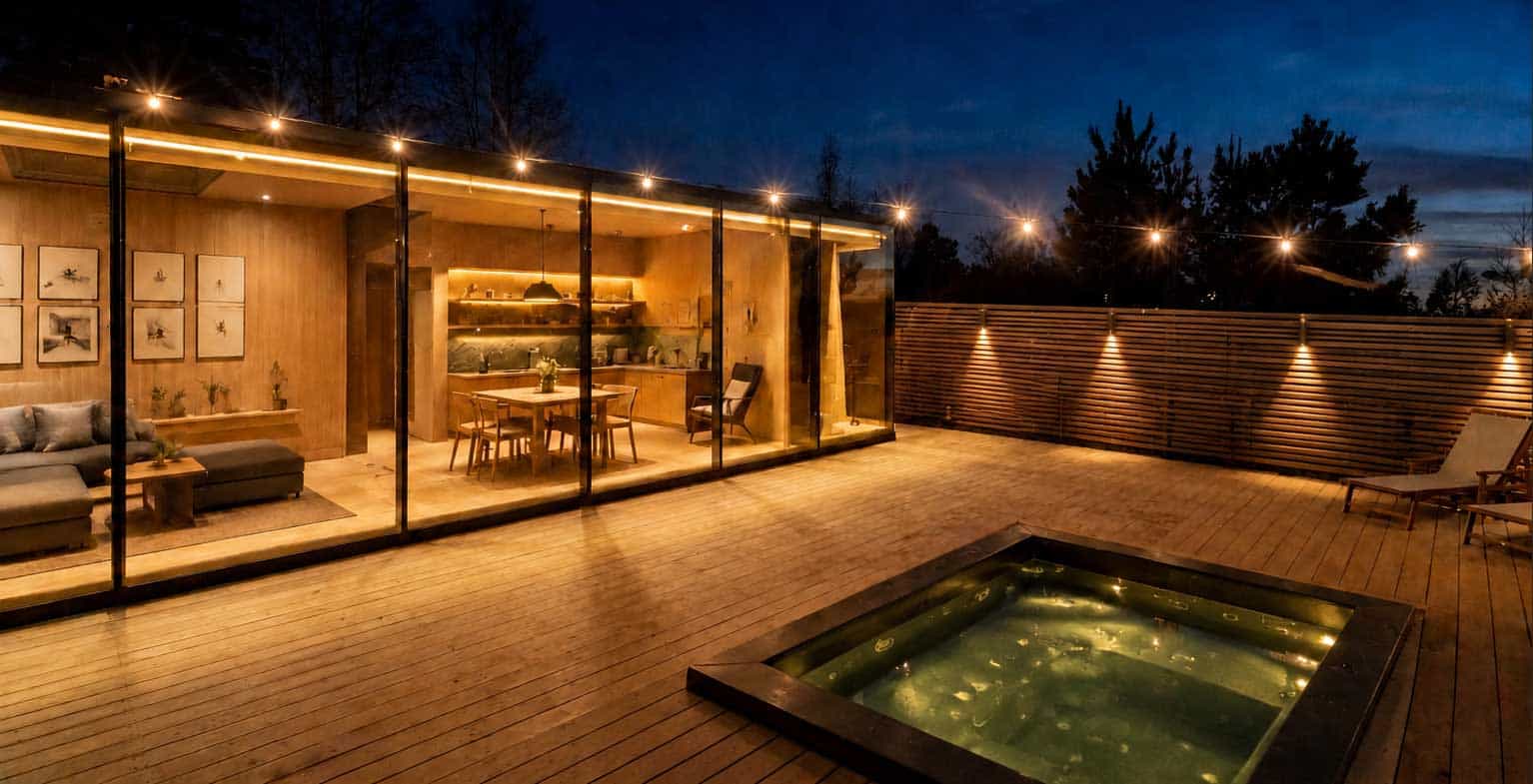 Mirror cabin destination set into a hillside